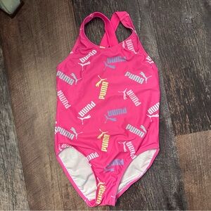 Puma Girls' Hot Pink Logo One-Piece Swimsuit